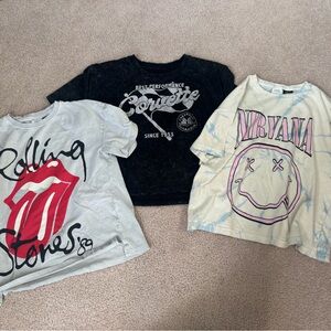 Zara Kids Graphic Tees - Black, Gray, Cream